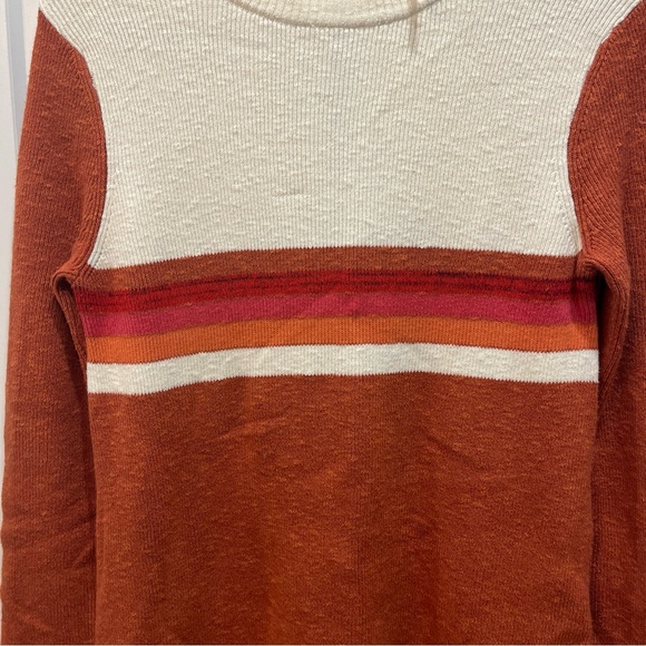 Free People Linen Blend Sweater Dress Color Block Women's Size Medium Zip Back - Picture 7 of 10